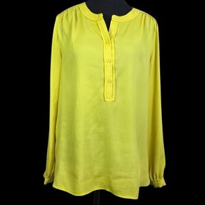 LOFT Vibrant Yellow Button-Up Flowy Blouse Size Med